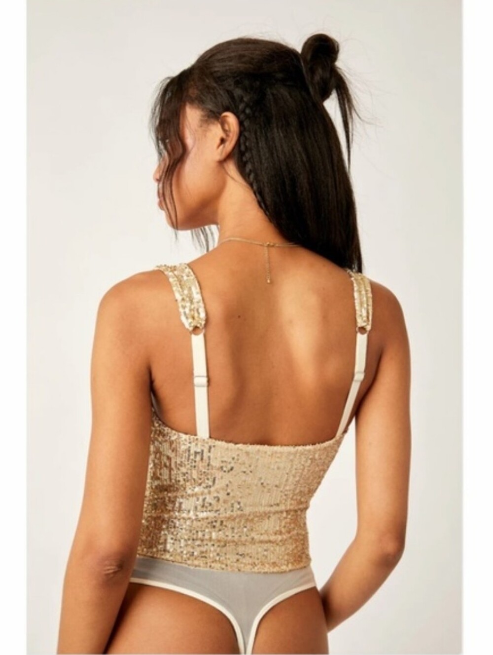 NWOT Free People Sparks Fly Gold Sequin Bodysuit Size Large - Picture 2 of 8